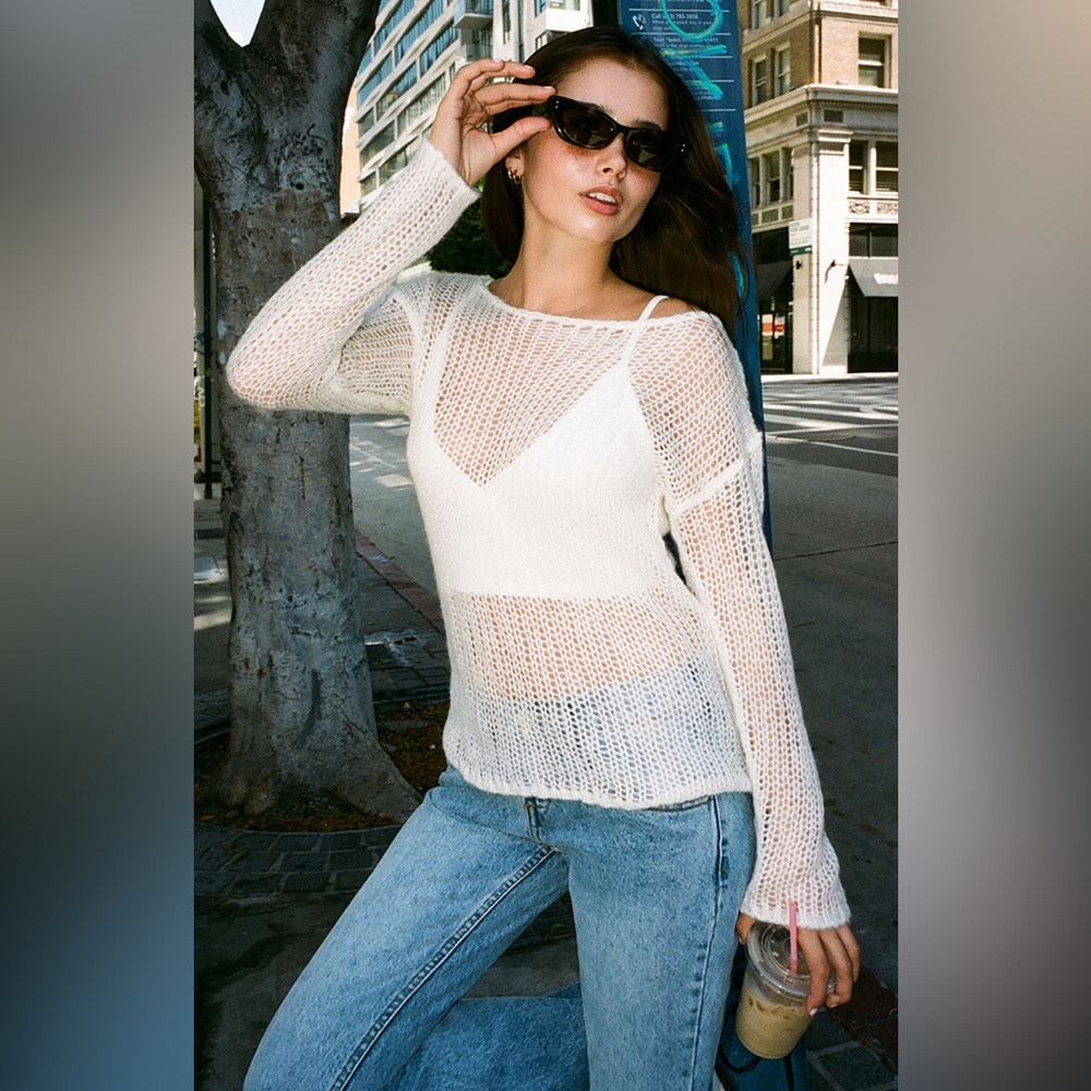 Brandy Melville John Galt Sheer Knit Sweater. - Picture 1 of 12